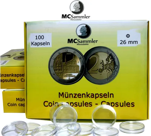 Münzkapseln 26mm für 2 Euro Münzen 100 Stück NEU! von MC Sammler
