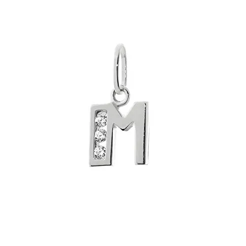 NKlaus Buchstabe M kleine Kettenanhänger 925 Sterlingsilber Silber 8mm Alphabet Zirkonia 9185