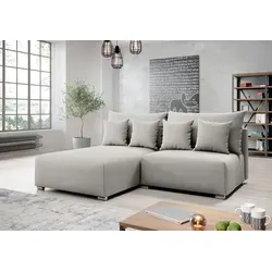 AX LIVING Ecksofa Ederra mit Schlaffunktion – 208 cm, hellgrau