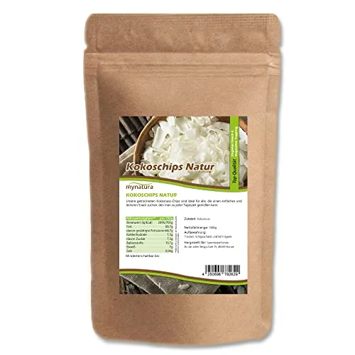 Mynatura Kokoschips naturell I Chips I Kokosnuss I Snack I Naturbelassen I Laktosefrei I Topping I Vegan I Backen I Kochen I Beutel (1x 1000g)