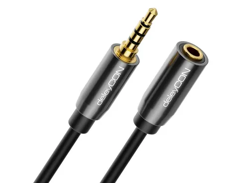 deleyCON deleyCON 10m Headset Kopfhörer Verlängerung AUX 3,5mm Klinke CTIA 4 Headset