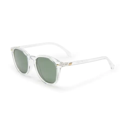Le Specs BANDWAGON CRYSTAL CLEAR - Polarisierte Sonnenbrille für Damen und Herren - Sonnenbrille mit runder Rahmenform und hohem UV-Schutz, ideal für Strandtage und Stadtspaziergänge. Inklusive schützendem Soft Case und Mikrofasertuch für optimale Pflege.