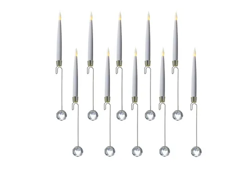 MARELIDA LED-Christbaumkerzen 10er Set mit Fernbedienung - Weihnachtsbeleuchtung: 10 kabellose LED Baumkerzen mit goldener Halterung und 3D Flamme für eine gemütliche Atmosphäre, steuerbar mit Fernbedienung.