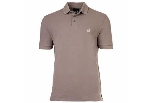 ARMANI EXCHANGE Poloshirt mit Label-Stitching in Taupe, Größe M - Poloshirt aus reiner Baumwolle mit klassischem Polokragen, ideal für täglichen Komfort und eine subtile Eleganz durch dezentes Label-Stitching.