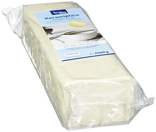 Glorex Keramiplast - Lufthärtende Modelliermasse, 2500 g - Modelliermasse auf natürlicher Basis, gebrauchsfertig und geschmeidig, ideal für kreative Projekte. Kinderleichte Verarbeitung und nachbearbeitbar für perfekte Ergebnisse.