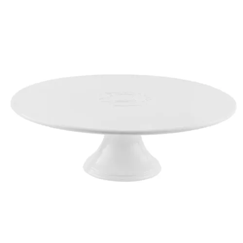 Sallys Tortenständer Weiß 30 cm - Runde Tortenplatte mit Fuß aus Keramik - Servierplatte Stapelbar zur Etagere - Kuchenständer für Torten, Cupcakes & mehr