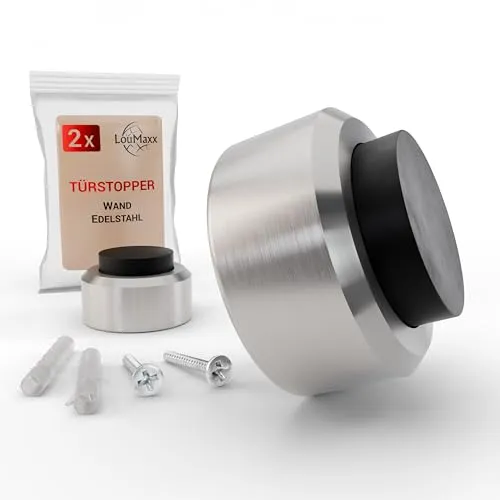 LouMaxx 2 Stück Edelstahl Wandtürstopper Wandtürstopper Türstopper zum Schutz Ihrer Wände und Zimmertüren Wandtüren-Türstopper Schrauben im Lieferumfang enthalten.