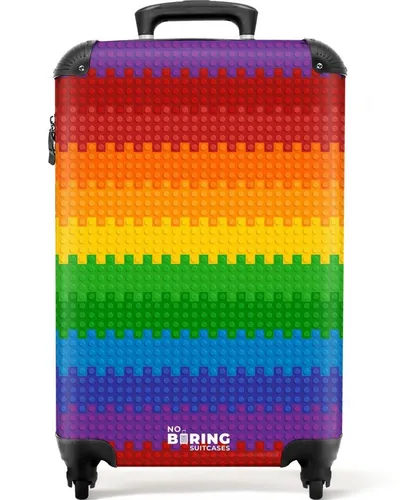 NoBoringSuitcases.com© Hartschalen-Trolley Regenbogen - Blöcke - Jungen - Kinder - Design 55x35x20cm, 4 Rollen, Kinder Koffer Klein, Trolley Handgepäck