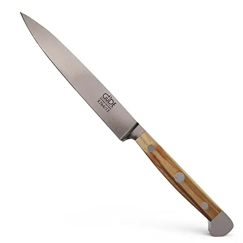 Güde Alpha Olive Spickmesser - Küchenmesser, geschmiedet aus hochwertigem Stahl mit elegantem Olivenholzgriff für präzise Schneidearbeiten in der Küche.