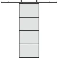 vidaXL Schiebetür mit Beschlag 76x205 cm - ESG-Glas & Aluminium - Moderne Schiebetür aus langlebigem ESG-Glas und Aluminium, platzsparend und geräuschlos. Ideal für stilvolle Inneneinrichtungen mit einfachem Montage-Beschlagset.