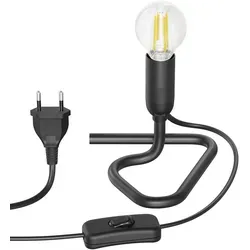 ledscom.de Tischlampe TRIN schwarz mit Stecker und Schalter inkl. E14 LED Lampe, 3-Stufen-dimmbar über Lichtschalter, warmweiß, W, 542lm