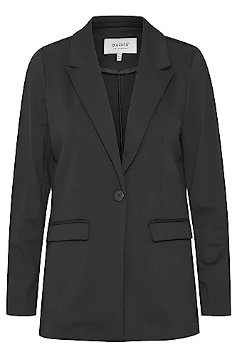 b.young BYRIZETTA Damen Blazer Longblazer Jacke mit Reverskragen und Knopf Regular Fit mit Stretch, Größe:44, Farbe:Black (200451)