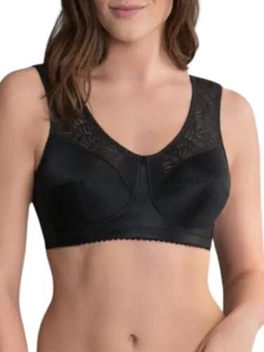 Anita Mylena Bügelloser BH 90D Schwarz - Klassische BHs für Damen, entlastend mit gepolsterten Trägern aus elastischem Glanzstretch für optimalen Komfort.