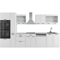 Vicco Küchenzeile R-Line 350 cm in Landhaus Weiß - Küchenzeilen mit hochwertigem Material für höchsten Komfort, variabel aufstellbar und ideal für individuelle Gestaltung in Ihrer Küche.