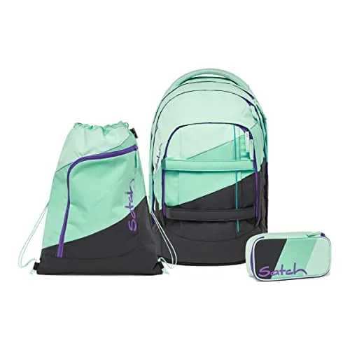 Satch Schulrucksack Pack Now or Never (3tlg) - Schulrucksäcke, inkl. Schlamperbox und Sportbeutel, ergonomisch und ideal für Schüler ab 8 Jahren.