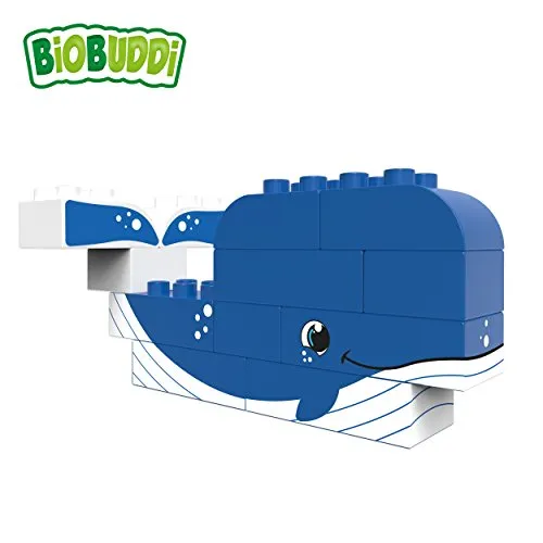 BIOBUDDI Wilde Tiere | Wal & Robbe im Meer, 12 Teile, 100% kompatibel mit Lego & duplo, klimaneutral hergestellt in EU (Niederlande), 97% Bioplastik, BB-0101