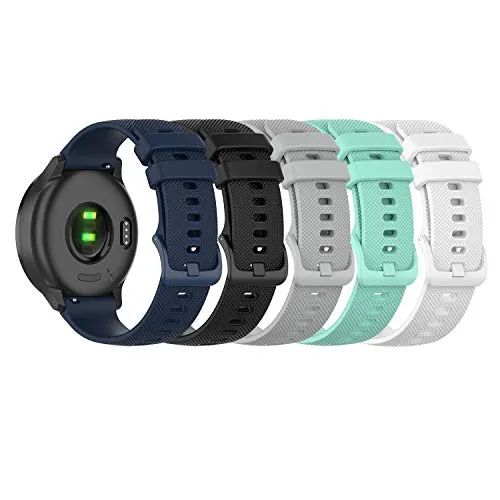 Tencloud Armband kompatibel mit Garmin Approach S40, weiches Sportarmband aus Silikon für Approach S40/Vivoactive 3/Vivoactive 3M/Venu/Forerunner 245M Smartwatch, 5 Stück