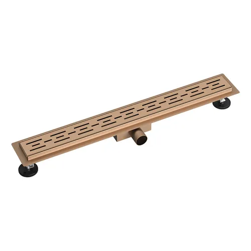 Aloni Duschrinne Standard Kupfer 90cm - Duschrinne aus rostfreiem Edelstahl mit speziellem Streifen-Muster für einen eleganten Look. Ideal für stilvolle Badezimmergestaltungen.