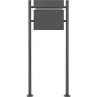 Anthrazitfarbener Briefkasten mit Ständer aus Stahl