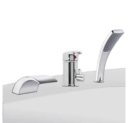 Feel2Home Badarmatur: Edle 3-Loch Wannenarmatur mit Handbrause - Armaturen für Badewannen, stilvolle Chrombeschichtung und einfache Montage für ein modernes Badezimmererlebnis.
