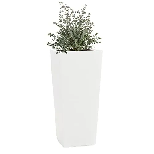 Pflanzkübel Conic Weiß 50cm x 23cm x 23cm - Hochwertiger Pflanzkübel aus einem innovativen Materialmix für drinnen und draußen. Mit Lotus-Imprägnierung für maximale Widerstandsfähigkeit und Langlebigkeit. Frostbeständig und UV-geschützt!