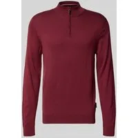 HECHTER PARIS Regular Fit Troyer mit Reißverschluss in Bordeaux, Größe L