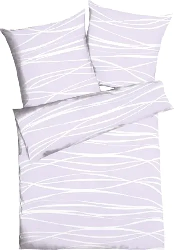 Kaeppel Bettwäsche Motion Colours Mako-Satin Flieder 135x200 cm - Bettwäsche-Set im modernen Streifen-Design, aus 100% Baumwolle, mit praktischem Marken-Reißverschluss, pflegeleicht und bei 60° waschbar.