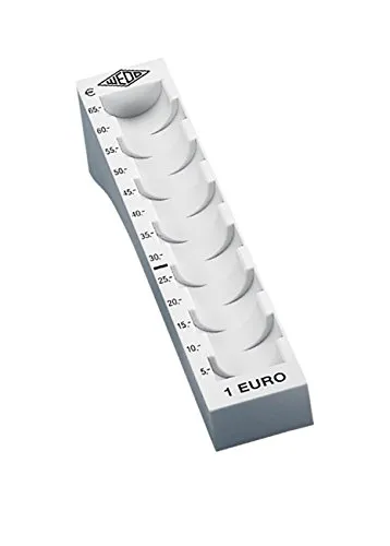Wedo 160710037 Münzrille (1 Euro, Kunststoff für 65 Münzen mit Markierungen 18 x 4,5 x 3,58 cm) lichtgrau