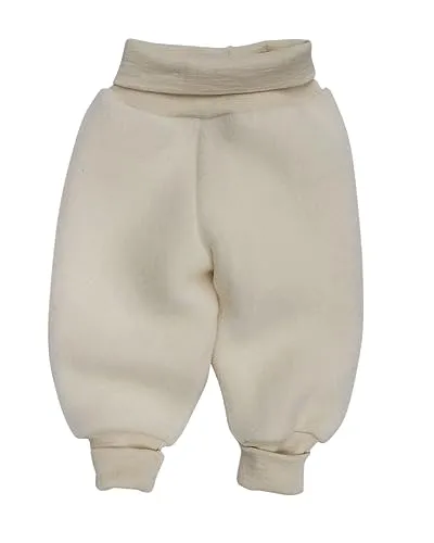 Baby Hose Fleece, 100% Schurwolle, Engel Natur mit Nabelbund, 62/68, Natur