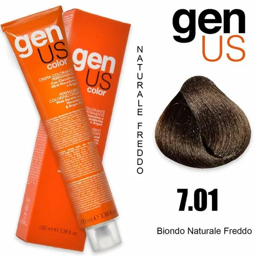 Tönung 7.01 Blond Medium Asche Farbe für Haare Genus 100ml