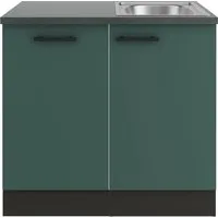 Optifit Spülenschrank mit Spüle und Geschirrspülerblende in grün von Optifit