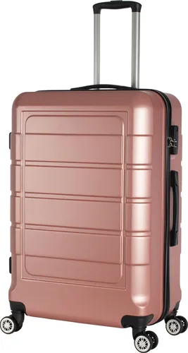 Hartschalenkoffer Trolley 4-Rollen 104 Liter - rose-gold - Koffer mit 4 gummierten 360° Doppel-Rollen für müheloses Manövrieren, elegantes Design und viel Stauraum für Reisen oder Business-Trips.
