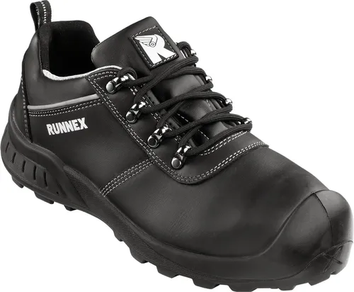 TRIZERATOP S3-Sicherheitshalbschuhe TeamStar Gr. 48 - Arbeits- & Schutzkleidung mit hydrophobiertem Glattleder, reflektierenden Details und RUNNEX® EVA-Dämpfungssystem für optimalen Komfort und Sicherheit am Arbeitsplatz.