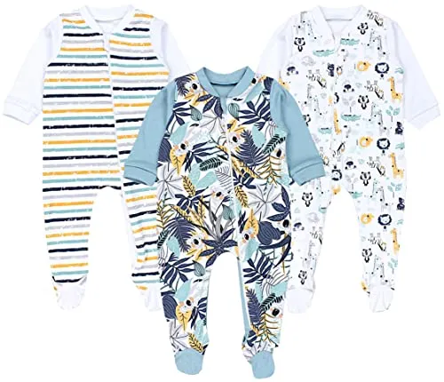 TupTam Schlafoverall Unisex Schlafstrampler 3er Pack - Baby-Wäsche, aus 100% Baumwolle, bequem und atmungsaktiv für besten Schlafkomfort in verschiedenen Farben.