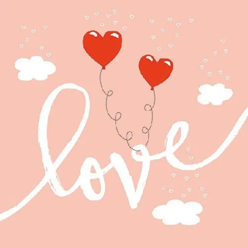 Ambiente Servietten Love Balloons pale rose, Herz , 33x33, 20 Stück