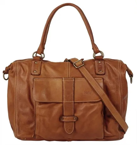 forty° Shopper aus echtem Leder, Made in Italy - Braun - Handtasche aus hochwertigem, echtem Leder, vintage Optik, mit abnehmbarem Schulterriemen und viel Stauraum für Alltag und Freizeit.