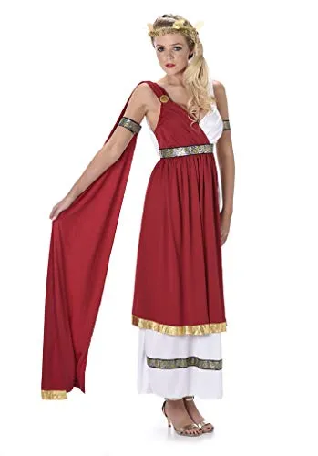 Roman Empress Ladies Fancy Dress – Antikes Griechin Kostüm für Frauen - Kostüm-Outfits für Erwachsene, inklusive Kleid, Armband und Stirnband – ideal für Karneval oder Mottopartys. Hergestellt aus hochwertigem Polyester für optimalen Tragekomfort.