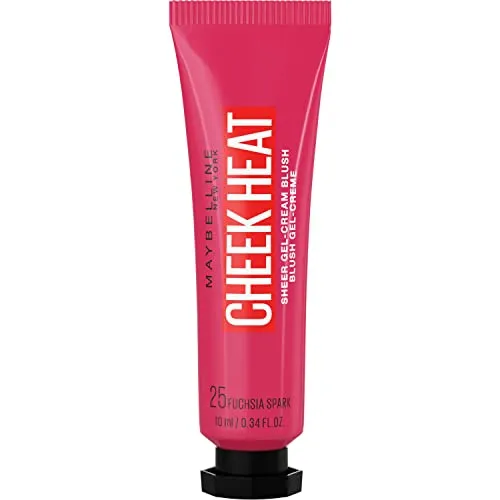 Maybelline New York Cheek Heat Blush, Rouge, Gel-Formel, Wasserbasierte Farbpigmente, Glossyglänzendes Finish, Nr. 25 Fuchsia Spark