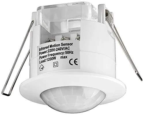 Goobay 95173 Infrarot Bewegungsmelder für Innen IP20, 360° PIR Sensor für LED Deckenleuchte Melder Decke Unterputz Montage 6 m Reichweite, Weiß