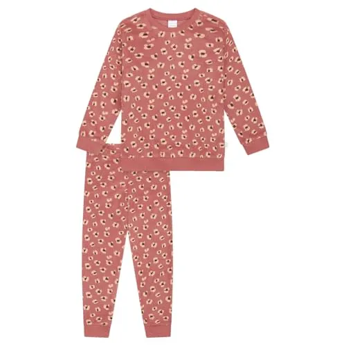Schiesser Mädchen Schlafanzug Set Pyjama - Schlafanzüge für Mädchen, aus weichem Frottee mit Alloverprint aus Sternen und Monden, ideal für gemütliche Nächte.