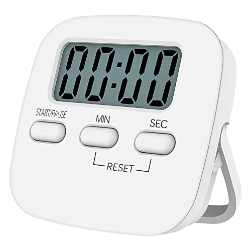 NIAGUOJI Küchentimer mit großem LCD-Display, digitaler Küchentimer zum Kochen, magnetische Stoppuhr, Timer mit lautem Wecker, Eieruhr, weiß