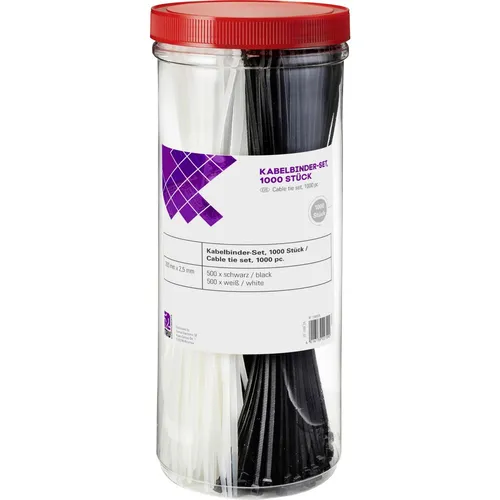 TRU COMPONENTS 1566535 28530c209 Kabelbinder 200 mm 2.50 mm Schwarz, Natur  1...