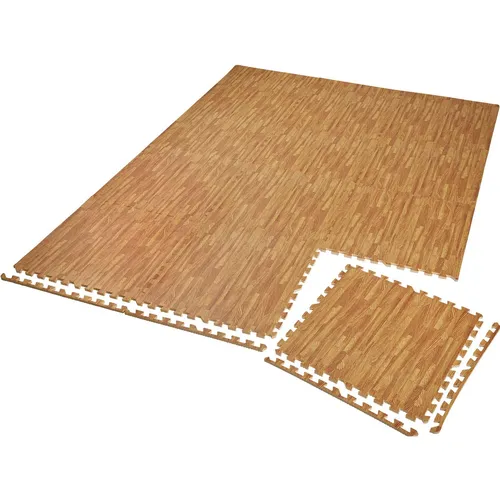 TecTake Bodenschutzmatte 12-tlg. Holzdekor - Dämmstoffe: Schütze Deinen Boden vor Kratzern und Flüssigkeiten mit dieser rutschfesten, geräuschdämpfenden Matte. Ideal für Fitness und einfach zu reinigen – perfekt für jedes Zuhause!