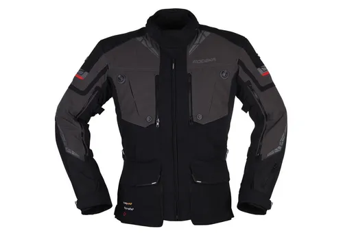 Modeka Motorradjacke Panamericana II schwarz/dunkelgrau S - Motorradjacke für Vielseitigkeit und Komfort, CE-zertifiziert mit herausnehmbarer Sympatex® Membrane für optimalen Wetterschutz und Belüftung.