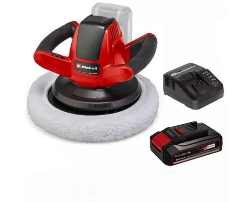 Einhell Akku-Poliermaschine 18V CE-CB 18/254 Li - Poliermaschine mit 2.5 Ah Akku und Ladegerät, ideal für ein streifenfreies Finish und kabellosen Einsatz beim Polieren von Fahrzeugen.