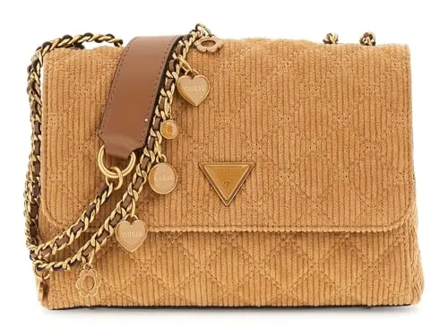 GUESS Umhängetasche Schultertasche Giully II 2 Compartment Convertible Flap Cognac braun