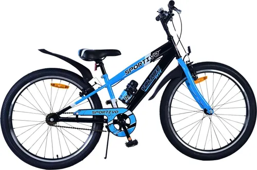 Volare Sportivo Kinderfahrrad 24 Zoll für Jungen - Schwarz Blau mit Handbremsen - Kinderfahrrad 24 Zoll in Schwarz Blau mit zwei Handbremsen für maximale Sicherheit. Verstellbarer Lenker und extra lange Sattelstütze sorgen für langanhaltenden Fahrspaß!