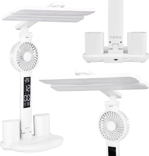 MasterLED Schreibtischlampe Summer LED 3000-6000K CCT Weiß – Dimmbare Tischlampe mit Touch-Steuerung, USB-C, und integriertem Lüfter - Büro, Lesen