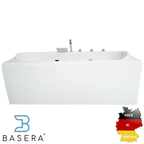 Basera® BASIC Indoor Whirlpool Badewanne Palau 180 x 80 cm - Moderner Indoor-Whirlpool mit 12 Massagedüsen und digitaler Steuerung für entspannende Wellnessmomente zu Hause. Made in Germany.