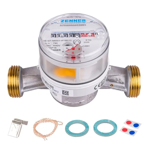 Zenner Wasserzähler Q3 - Kalt- & Warmwasser, 1 Zoll Anschluss, Eichung 2025 - Wassermelder - Universeller Wasserzähler für Kalt- und Warmwasser, mit Eichung bis 2031, ideal für Haushalte und Gartenanwendungen.